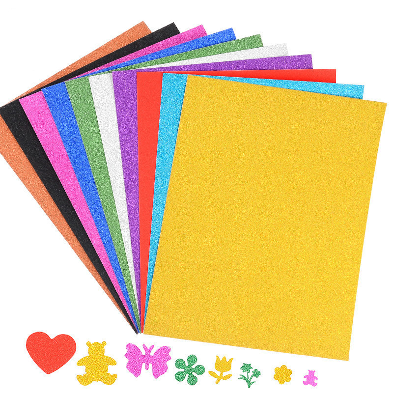 Hot Selling Multicolor Craft Sheets Glitter Cardstock Sparkly Paper without Glue for DIY