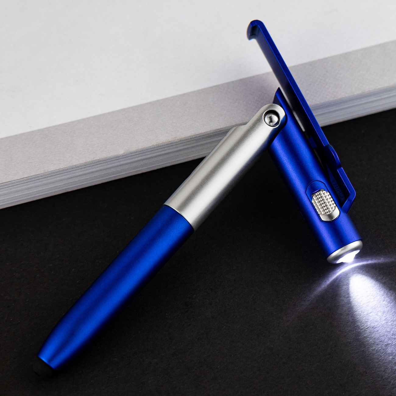 Multi-function mobile phone stand LED light touch screen capacitance tool ballpoint pen custom lamp ball pen with logo