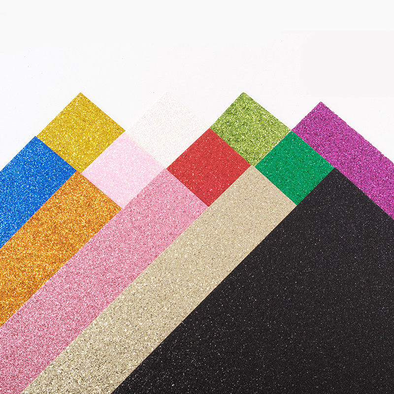 Hot Selling Multicolor Craft Sheets Glitter Cardstock Sparkly Paper without Glue for DIY