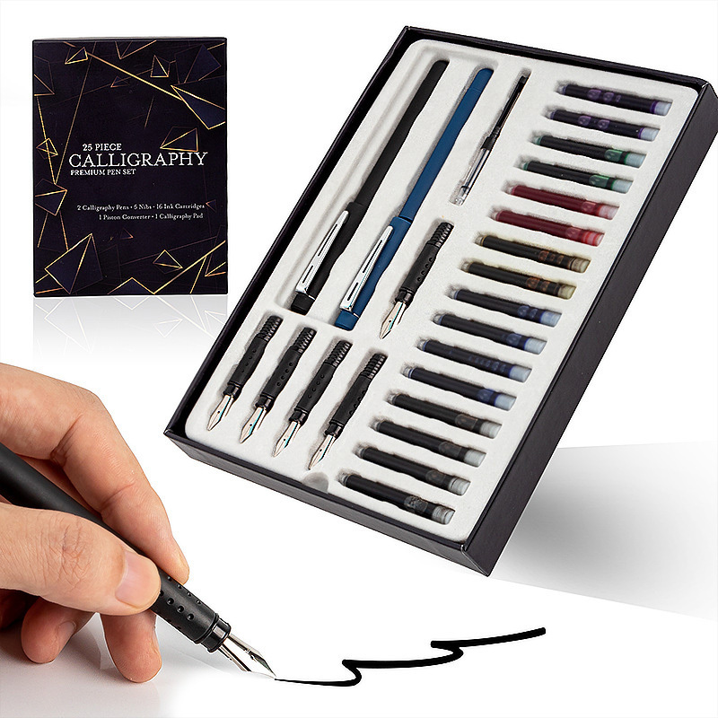 Calligraphy pen set 25 sets 5 different nibs 16 ink cartridges