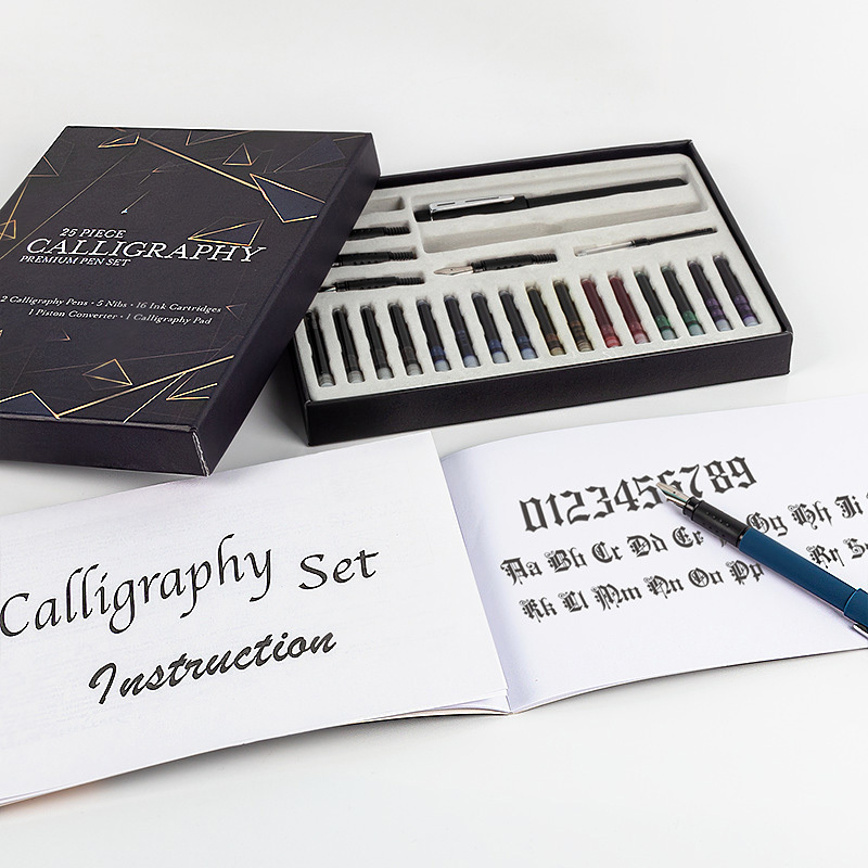 Calligraphy pen set 25 sets 5 different nibs 16 ink cartridges