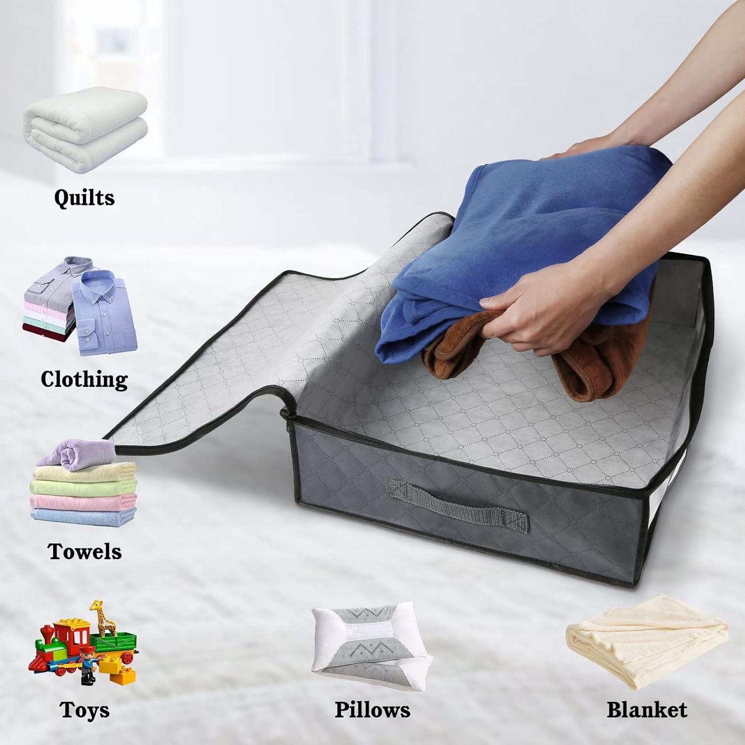 2023 popular Custom fabric Underbed Cloth Storage bag collapsible closet organizer wardrobe clothes storage bag