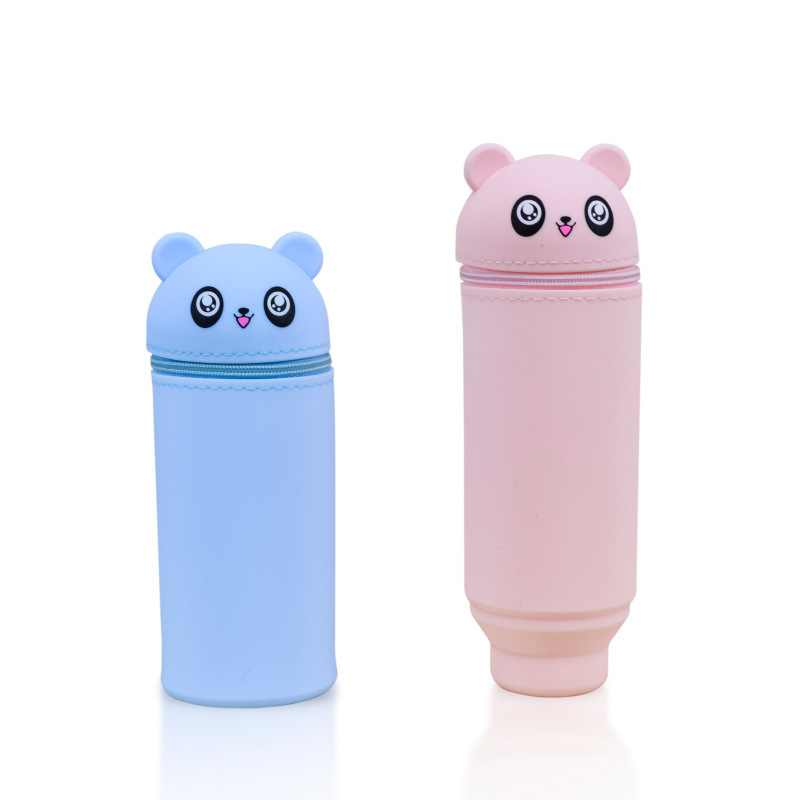 2023 hot Retractable animal shape pencil case cute silicone stand Pencil Holder School Supplies Stationery Case