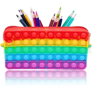 Bview Art Factory Wholesale Stationery storage box school kids silicone cute school pencil case with Compartment & Zipper