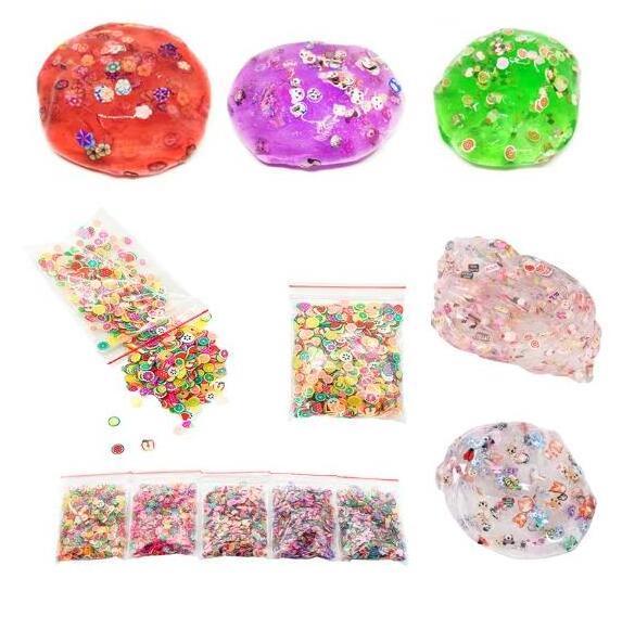 Bview Art 108 Pcs Air Dry Clay Crystal Clear Slime, Glitter, Slime Charms, Fruit Slices Slime Kit for Girls Boys and Kids with