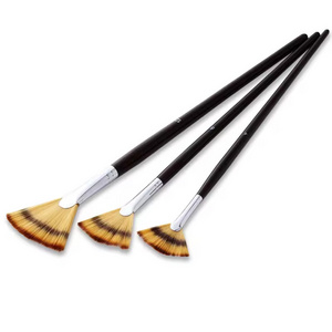 Bview Art 3 PCS Artist Painting Brush Set Soft Anti-Shedding Nylon Hair Wood Handle Fan Paint Brushes for Acrylic Watercolor Oil