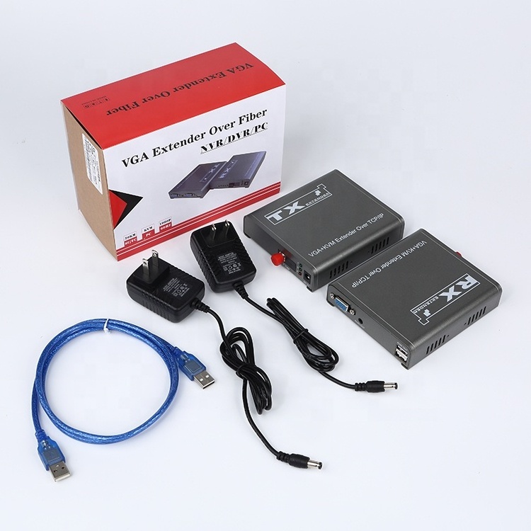 1080P SC FC Fiber Extender with USB KVM Transmits VGA Video and Audio Signals