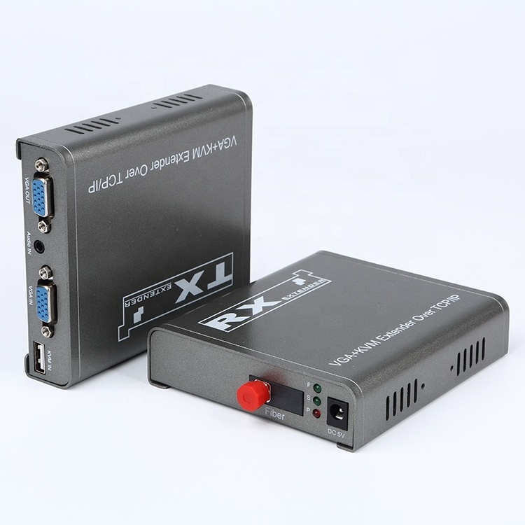 1080P SC FC Fiber Extender with USB KVM Transmits VGA Video and Audio Signals