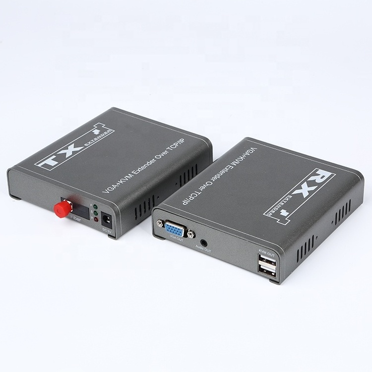 1080P SC FC Fiber Extender with USB KVM Transmits VGA Video and Audio Signals