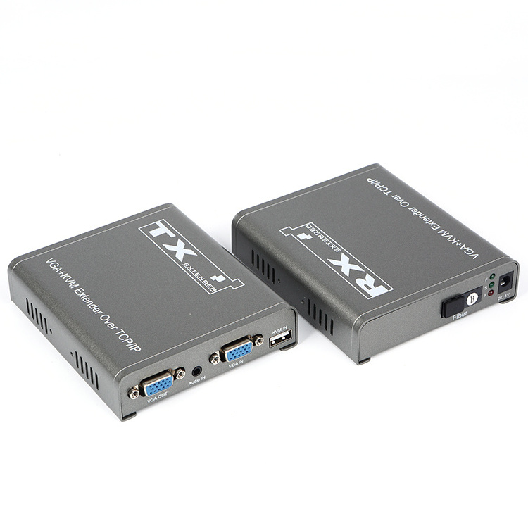 Kvm Fiber Optical Switch Extender 20Km Over Tcp Ip Lc Sc Fiber Usb 2.0 Kvm 20Km Vga Fiber Extender