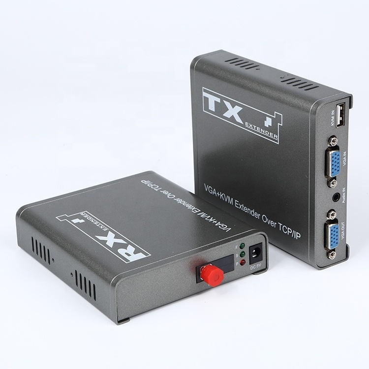 1080P SC FC Fiber Extender with USB KVM Transmits VGA Video and Audio Signals