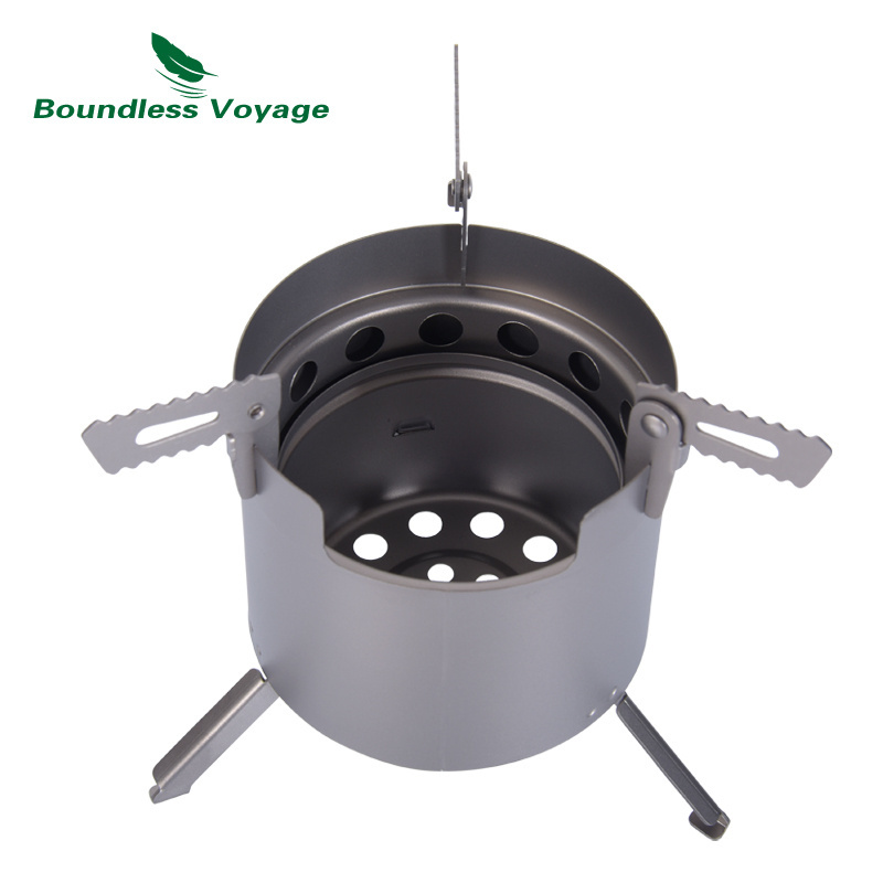 Boundless Voyage out door  Hot sale Titanium double deck wood stove  ultralight titanium alloy camping stove lightweight