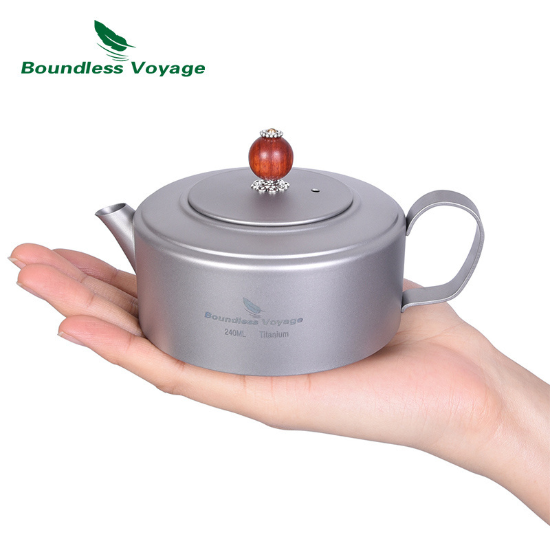 Boundless Voyage Lightweight Mini Size Tea Pot Titanium Water Kettle for Outdoor Camping