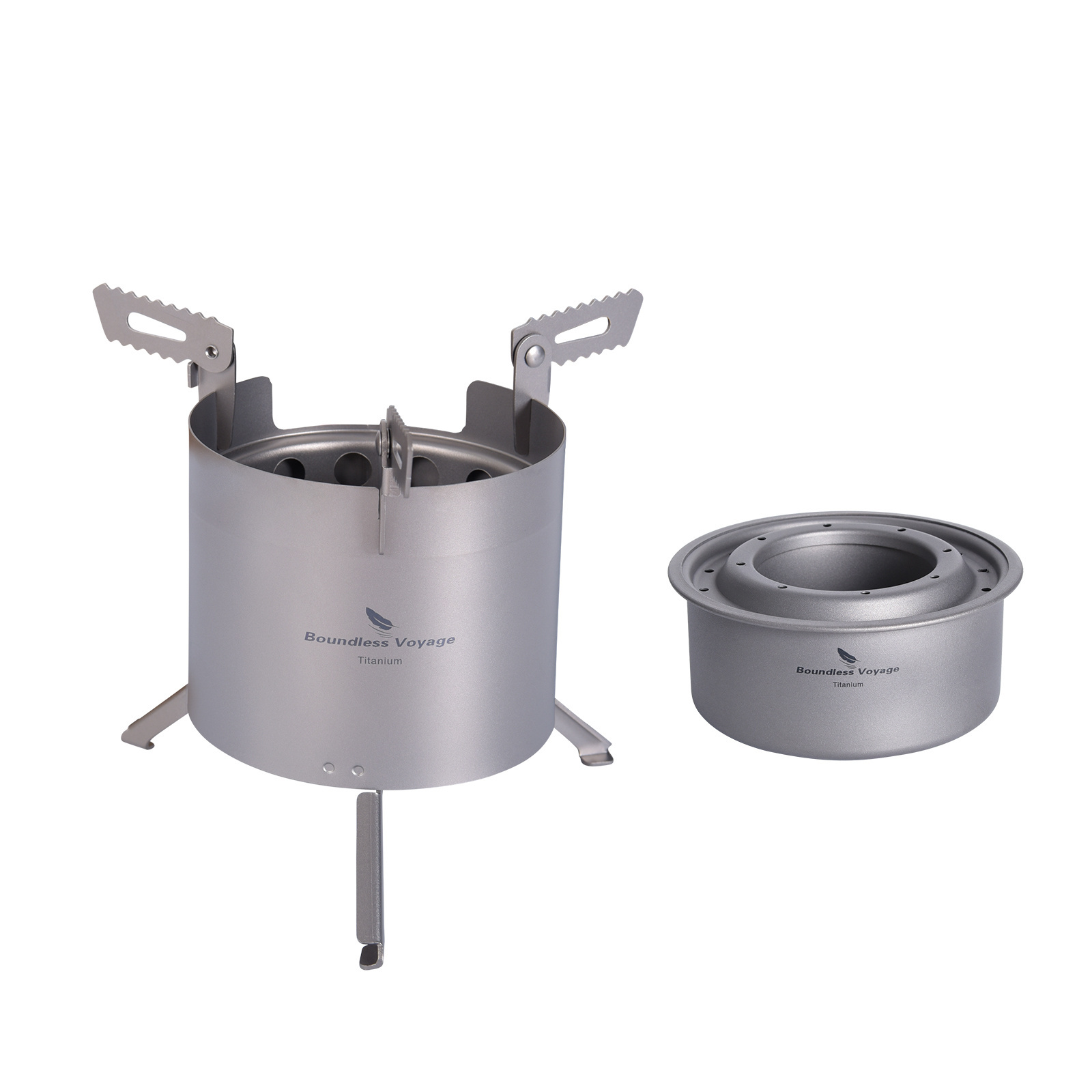 Boundless Voyage out door  Hot sale Titanium double deck wood stove  ultralight titanium alloy camping stove lightweight