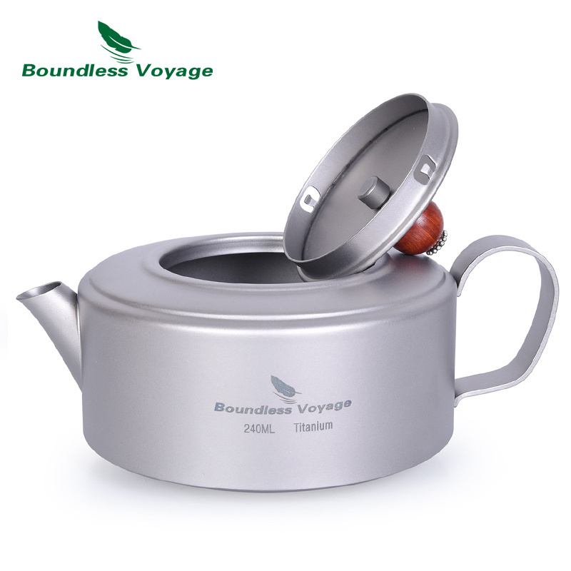 Boundless Voyage Lightweight Mini Size Tea Pot Titanium Water Kettle for Outdoor Camping