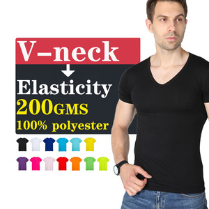 Wholesale oem custom logo 220GSM short sleeve 100% cotton blank round bottom t-shirt v-neck for men