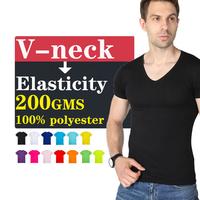 Wholesale oem custom logo 220GSM short sleeve 100% cotton blank round bottom t-shirt v-neck for men