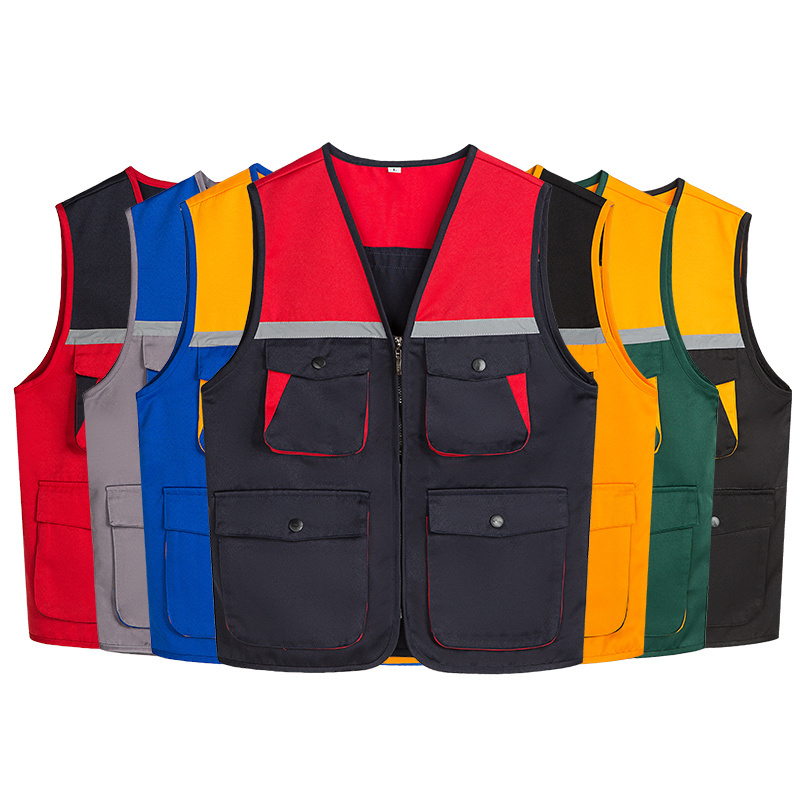 Custom Multi Pocket High Visibility Work Reflective Vest For Men