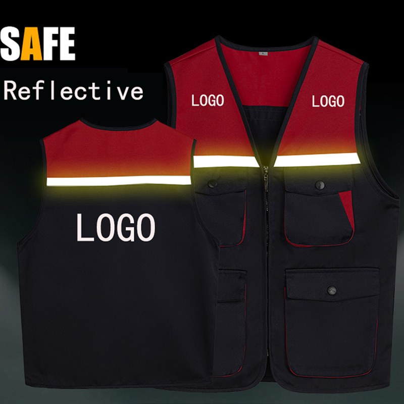 Custom Multi Pocket High Visibility Work Reflective Vest For Men