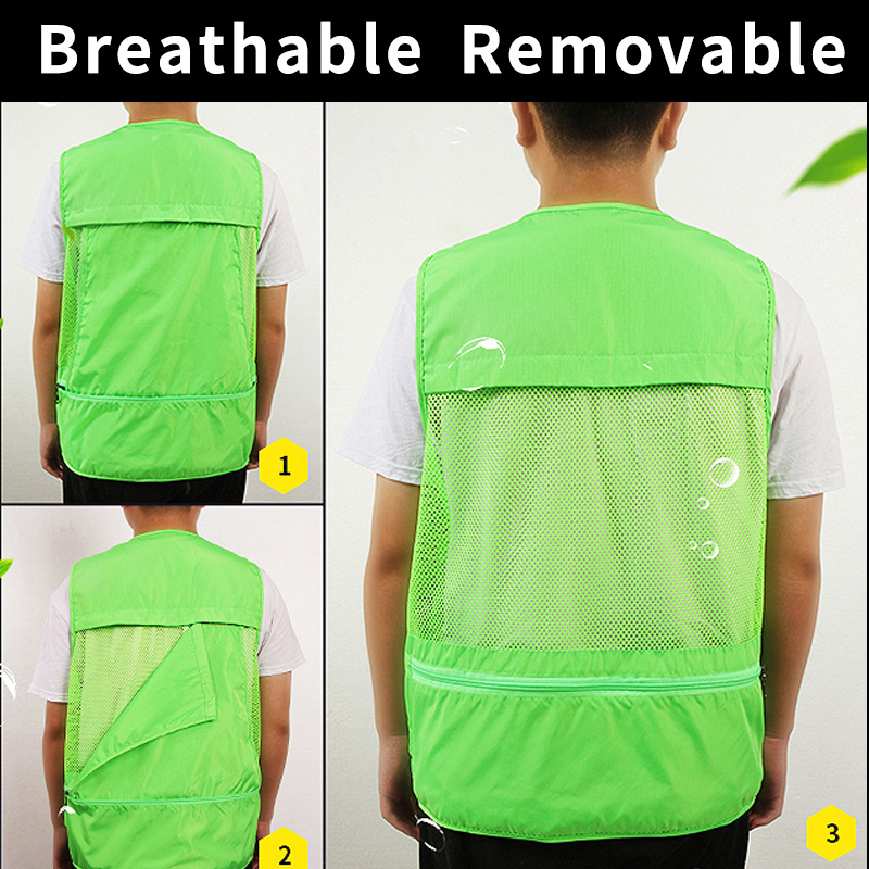 mesh work vest custom logo utility multiple pockets fishing vest for men