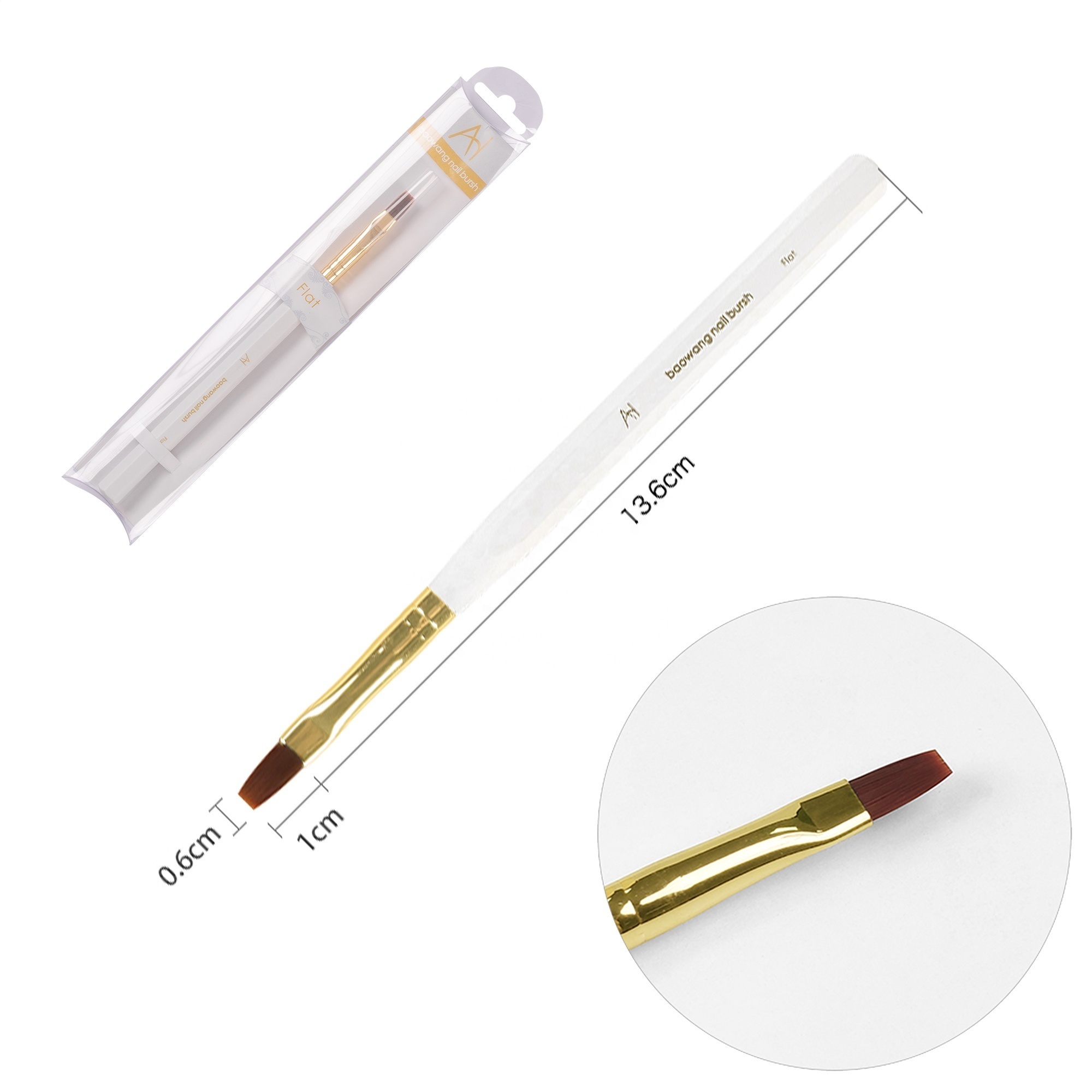 BW4-05 High Quality Nail Art Brush UV Nail Polish Glue Gel Brush with Imported Nylon Hair Resin Handle Wholesale