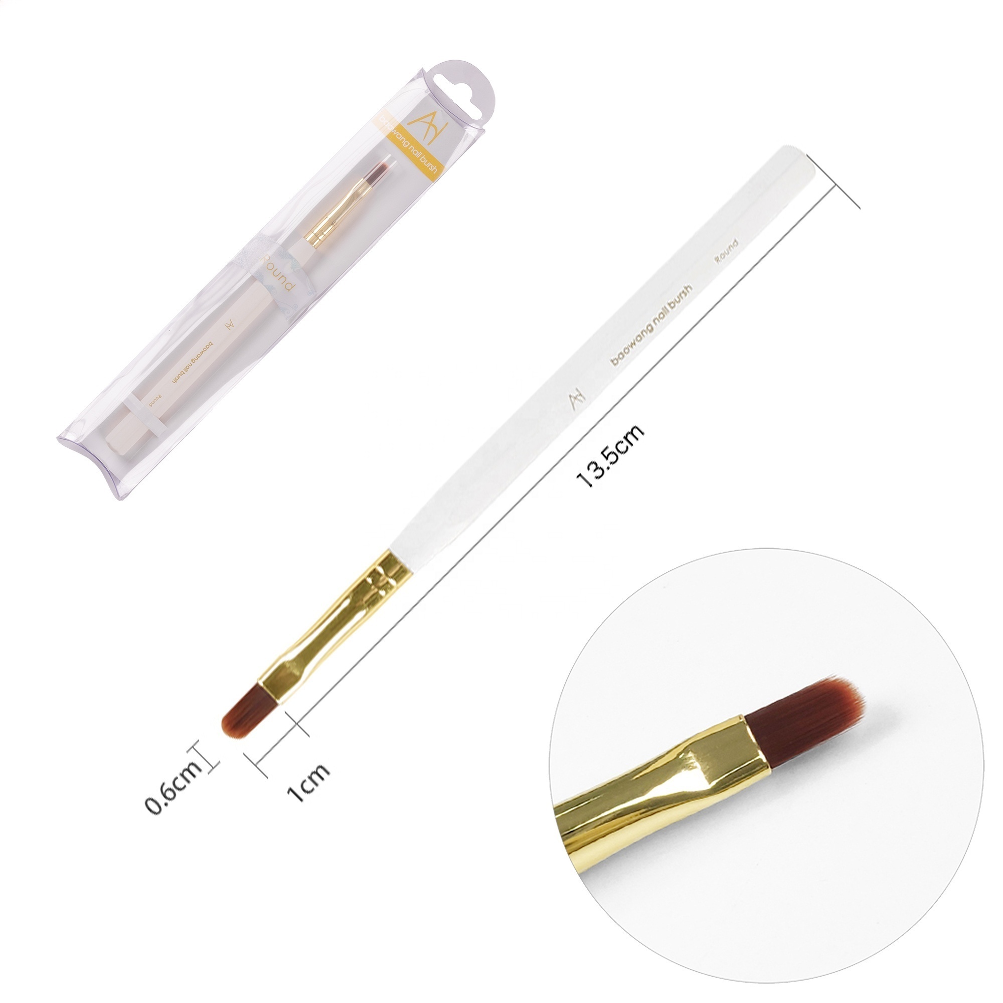 BW4-05 High Quality Nail Art Brush UV Nail Polish Glue Gel Brush with Imported Nylon Hair Resin Handle Wholesale