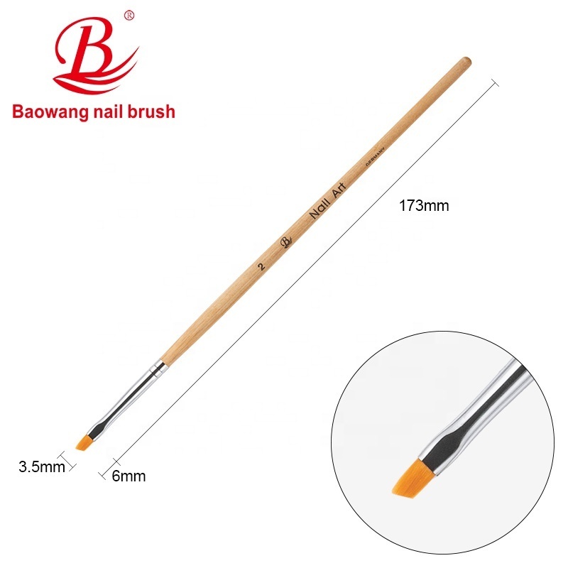 Novel Design Wood Color Handle Nylon Hair Brush Fan Shaped France Gradient Brush Nail Art Brush With Top Wholesale Supplier