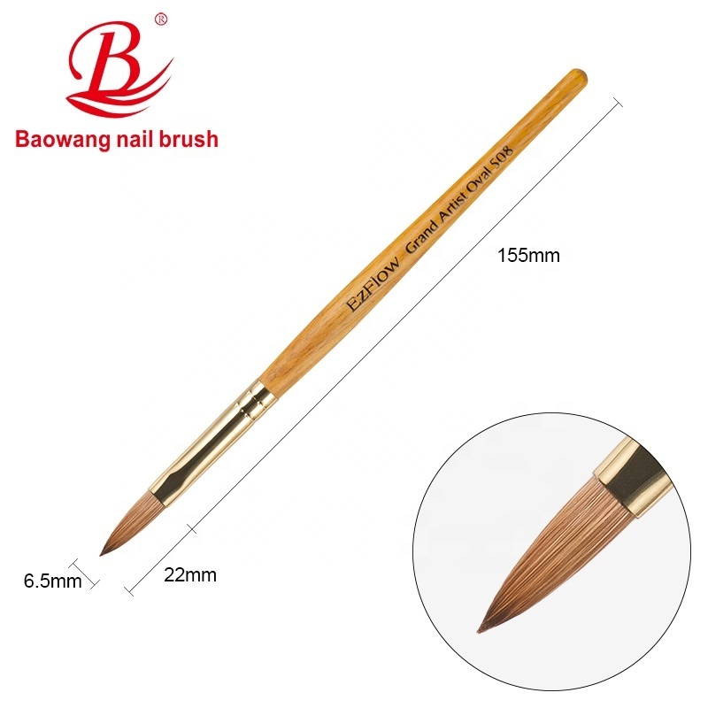 Novel Design Wood Color Handle Nylon Hair Brush Fan Shaped France Gradient Brush Nail Art Brush With Top Wholesale Supplier