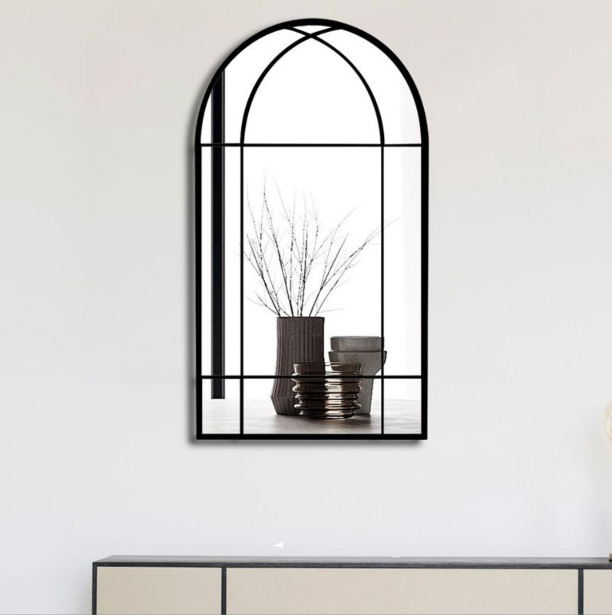 Simple modern full-length mirror floor-to-ceiling bedroom living room household mirror light luxury iron hanging wall mirror