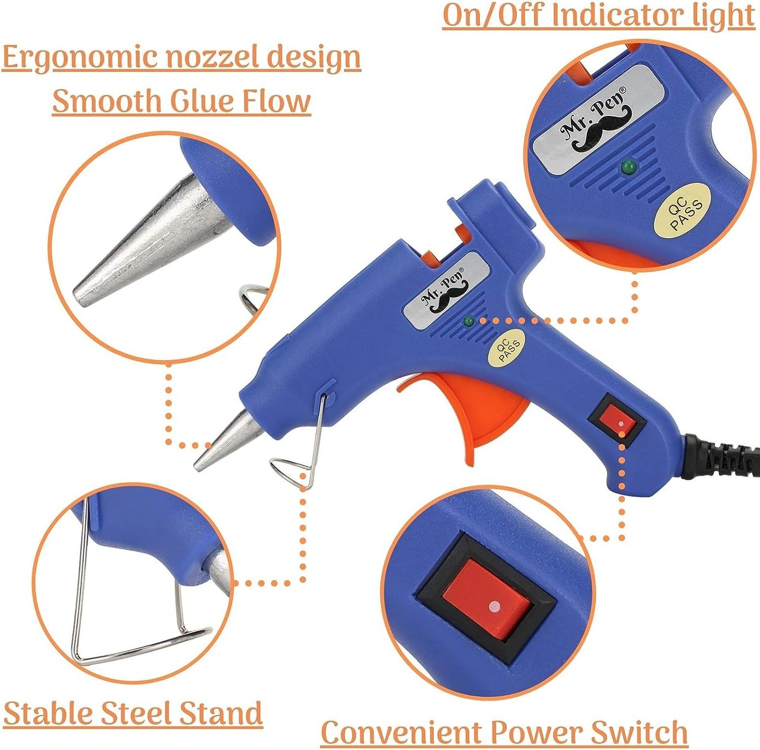 Mini Hot Glue Gun Fast Preheating Hot Melt Glue Gun 20W Power for Quick Home Repairs Arts Crafts DIY & Festival Decorations