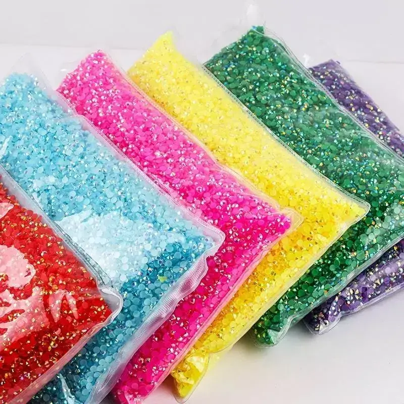 BWEAR Factory Wholesale 2mm 3mm 4mm 5mm AB Crystal colors Flat Back Resin Beads Non Hot fix Strass Glitters Rhinestone