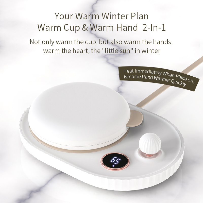 Coffee Tea Cup Warmer Winter Hot Sell Desktop 55 65 75 Degree Constant Temperature Heating Thermostatic Coaster with Hand Warmer