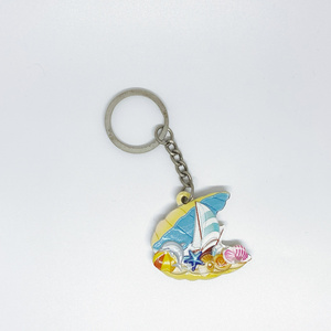 Manufacturers hot sale cheap ocean beach printing keychain  souvenir   3D  resin keychain  tourist gift