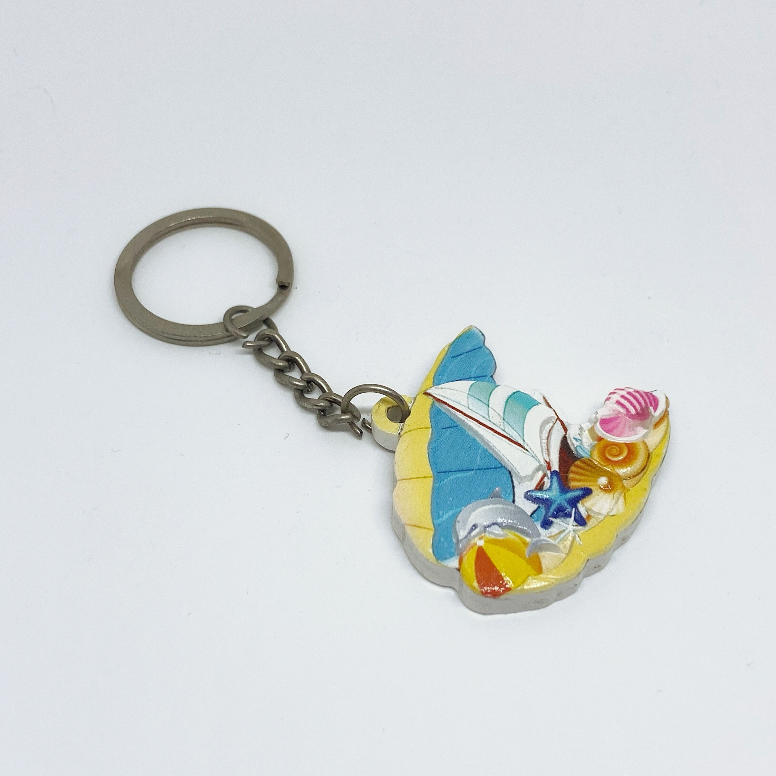 Manufacturers hot sale cheap ocean beach printing keychain  souvenir   3D  resin keychain  tourist gift