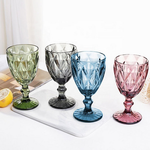 Diamond Colored Wine Glasses Champagne Wine Cup Wedding Drinking Goblet Wholesale Hot Selling Vintage Luxury Colored Glassware