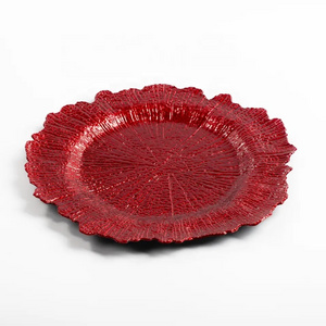 Classy And Unique Decorative Tray For Home Decor Wedding Reef Charger Plate- Red Burgundy Charger Plates