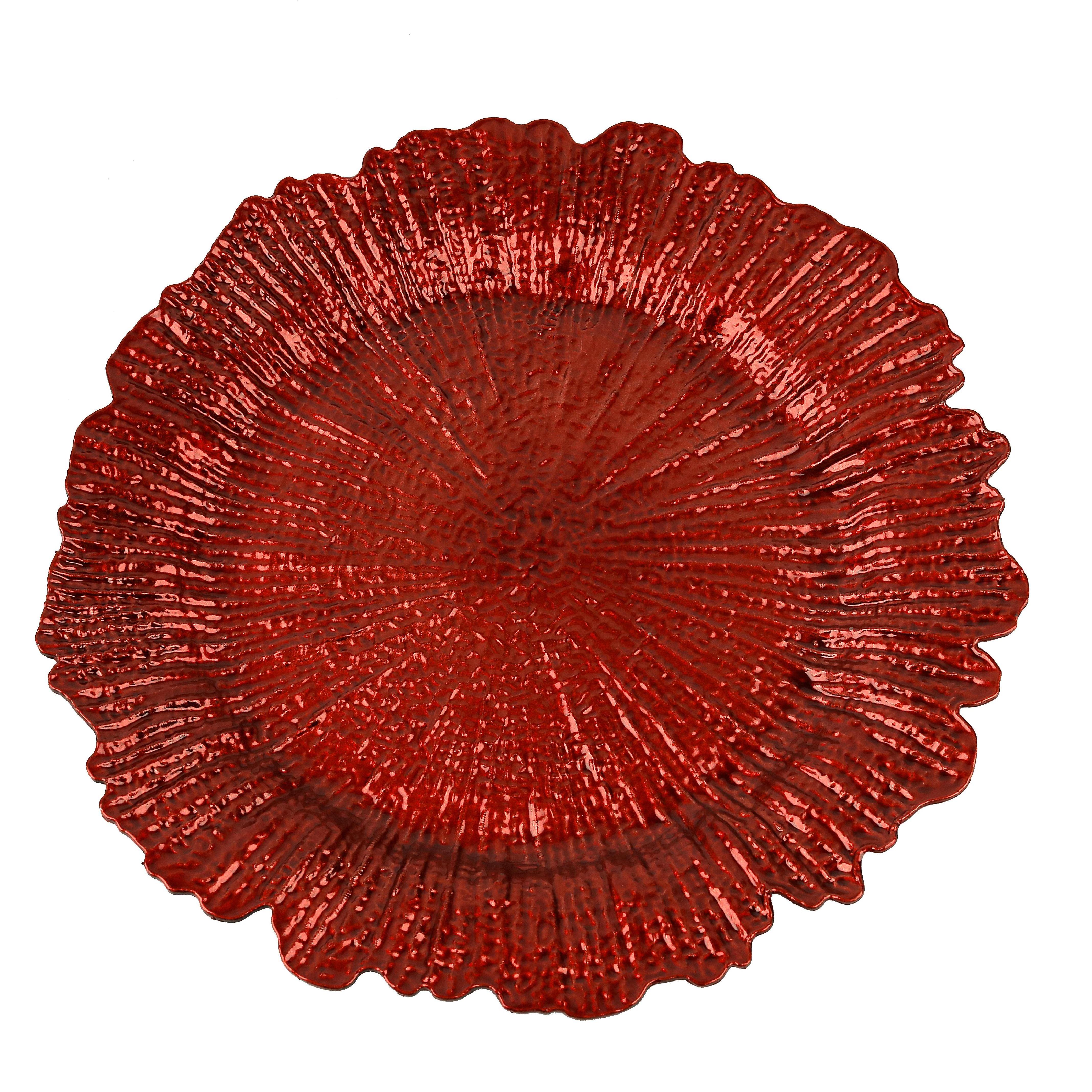 Classy And Unique Decorative Tray For Home Decor Wedding Reef Charger Plate- Red Burgundy Charger Plates