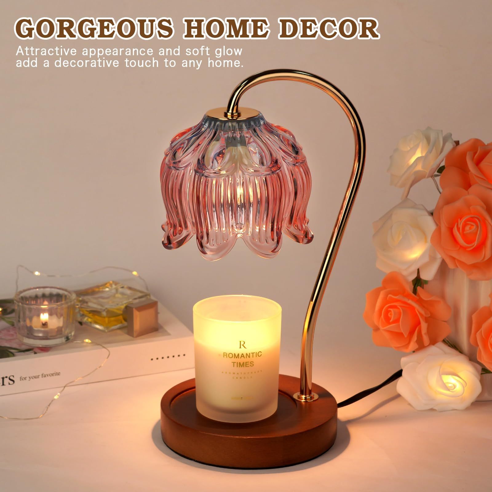 Flower Candle Warmer Lamp with Timer Candle Lamp Warmer for Jar Candle Wax Warmers Lamp for Home Decor