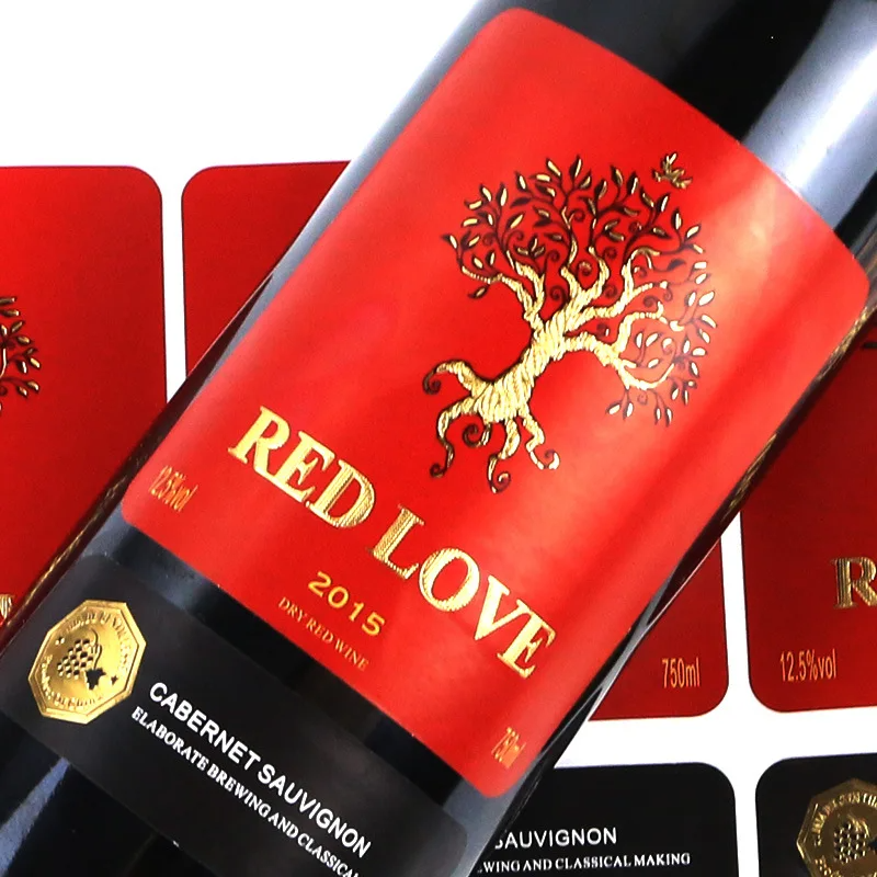 Factory Direct Price Luxury Custom Gilded UV Embossed Red Wine Label With High End Printing Sticker