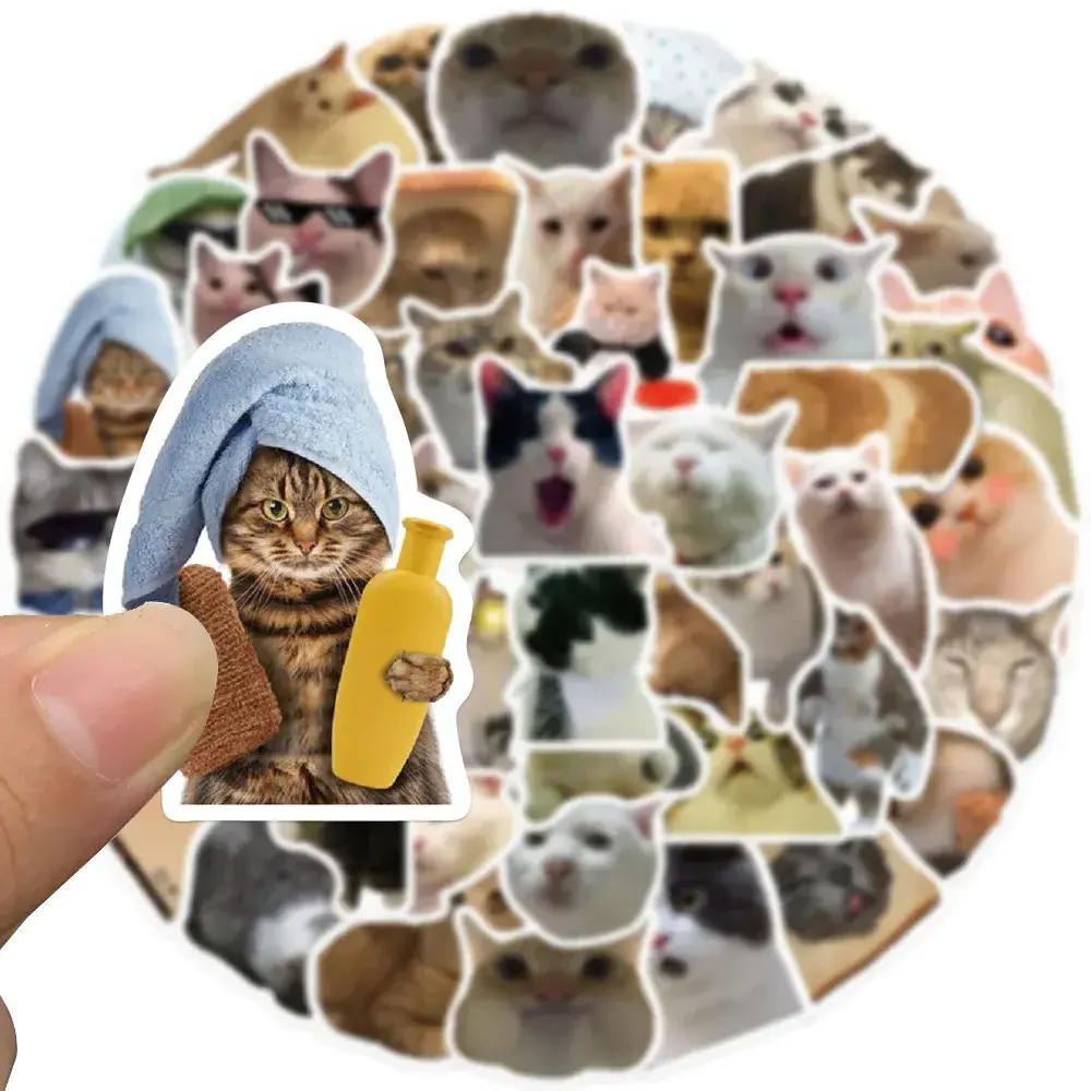 Custom Wholesale Lovely Cat Die Cut Vinyl Stickers Printing Waterproof  Label Company Logo Design  Stickers