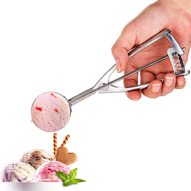 Metal Stainless Steel Ice Cream Scoop Melon Baller Cookie Scoop With Spring Handle