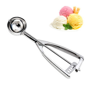 Metal Stainless Steel Ice Cream Scoop Melon Baller Cookie Scoop With Spring Handle