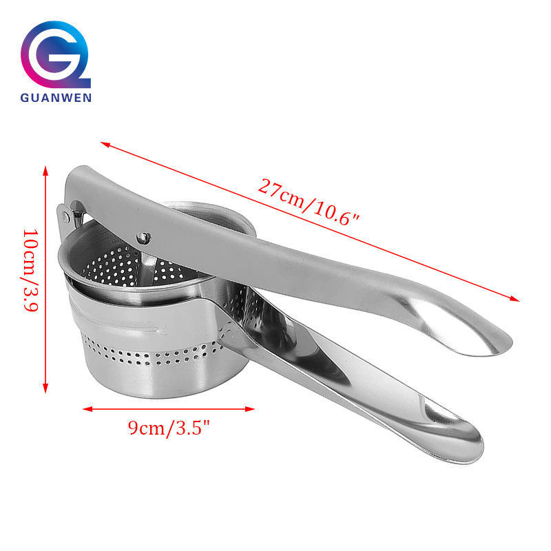 Stainless Steel Kitchen Gadget 14 oz Potato Squeezer Vegetable Potato Masher Press Manual Juicer