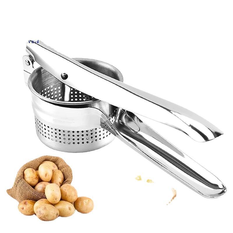 Stainless Steel Kitchen Gadget 14 oz Potato Squeezer Vegetable Potato Masher Press Manual Juicer