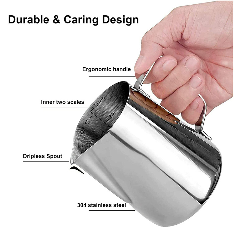 Best Stainless Steel Pull Flower Cup Latte Espresso Tool Coffeware Milk pitcher Coffee steam milk Frother barista milk jug