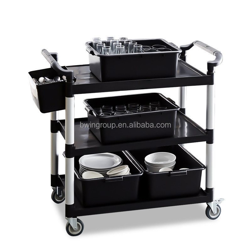 Commercial Hotel Restaurant Kitchen Equipment Third Floor Dining Cart 3 Tier Plastic Service Cart Food Trolley