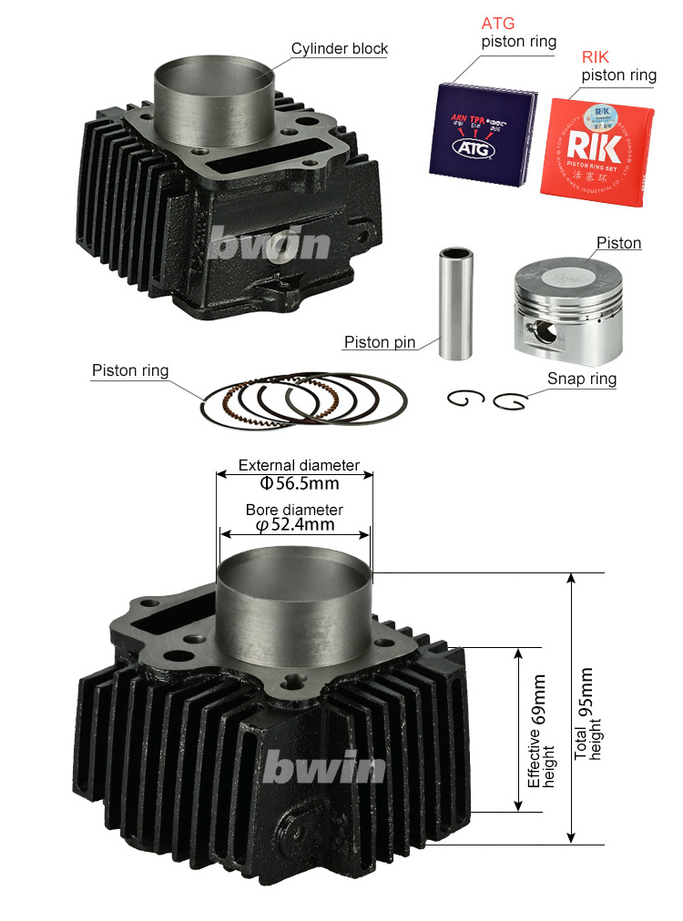 C110/LIFAN110 52.4mm 107cc OEM quality engine assembly spare parts four stroke piston ring Iron motorcycle cylinder block kits