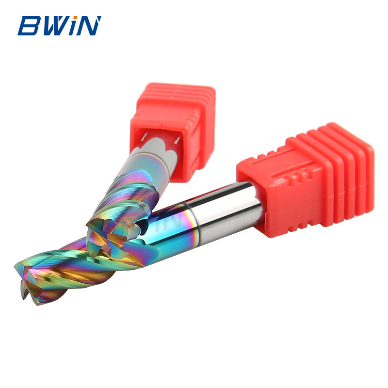 BWiN hard colorful DLC coating custom CNC router bits milling cutter carbide customized HRC60 CNC tools end mill