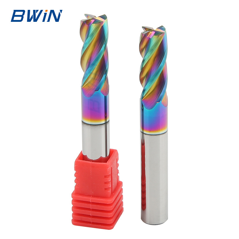 BWiN hard colorful DLC coating custom CNC router bits milling cutter carbide customized HRC60 CNC tools end mill