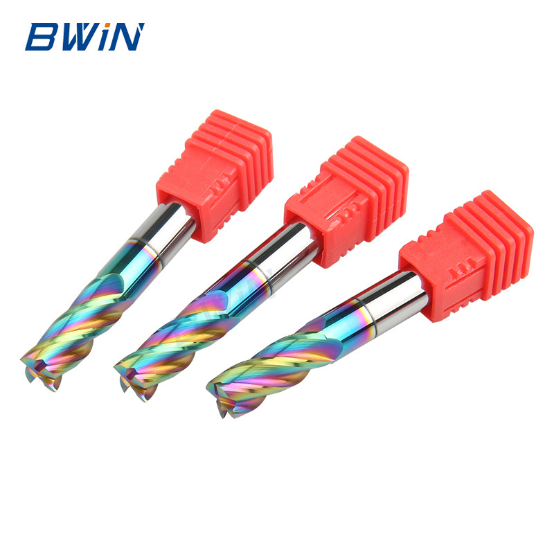 BWiN hard colorful DLC coating custom CNC router bits milling cutter carbide customized HRC60 CNC tools end mill